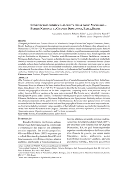 Composição Florística Da Floresta Ciliar Do Rio Mandassaia, Parque Nacional Da Chapada Diamantina, Bahia, Brasil
