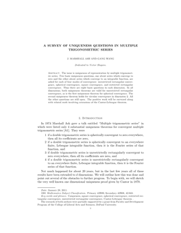 A Survey of Uniqueness Questions in Multiple Trigonometric Series