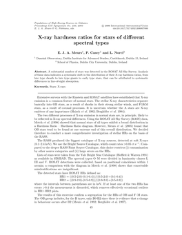 X-Ray Hardness Ratios for Stars of Different Spectral Types