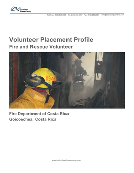 Volunteer Placement Profile Fire and Rescue Volunteer