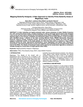 A New Approach to Identify Prime Butterfly Areas of Meghalaya, India