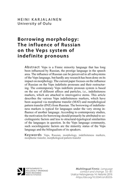 Borrowing Morphology: the Influence of Russian on the Veps System of Indefinite Pronouns