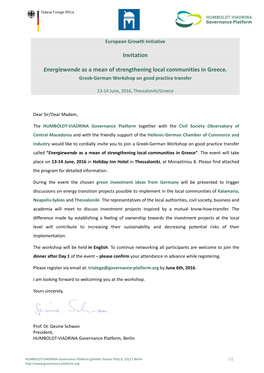 Invitation Energiewende As a Mean of Strengthening Local