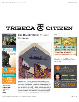 Tribeca Citizen | the Recollections of Jane Freeman 8/28/18, 10�40 AM