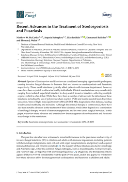 Recent Advances in the Treatment of Scedosporiosis and Fusariosis