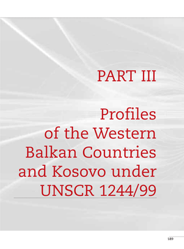 Performance Profiles of the Western Balkan Countries and Kosovo Under UNSCR 1244/99