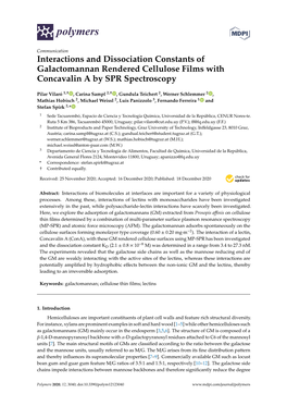 Interactions and Dissociation Constants of Galactomannan Rendered Cellulose Films with Concavalin a by SPR Spectroscopy