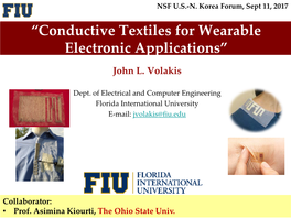 “Conductive Textiles for Wearable Electronic Applications”