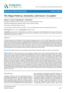 The Hippo Pathway, Immunity, and Cancer: an Update