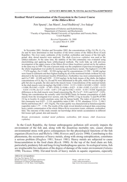 Residual Metal Contamination of the Ecosystem in the Lower Course Of