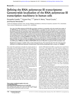 Genome-Wide Localization of the RNA Polymerase III Transcription Machinery in Human Cells