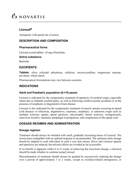 Lioresal Antispastic with Spinal Site of Action