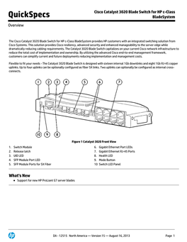 Cisco Catalyst 3020 Blade Switch for HP C-Class Quickspecs Bladesystem