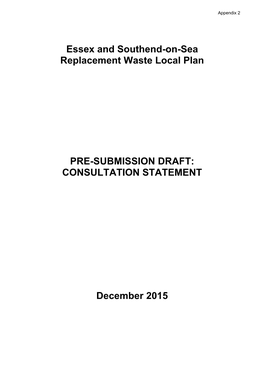 Essex and Southend-On-Sea Replacement Waste Local Plan