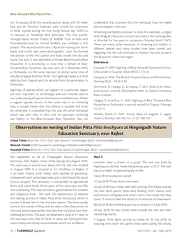 Observations on Nesting of Indian Pitta Pitta Brachyura at Hingolgadh Nature Education Sanctuary, Near Rajkot