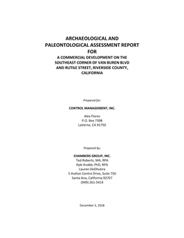 Archaeological and Paleontological Report