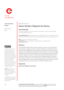 Xavier Herbert. Requiem for Genius Vol