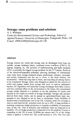 Sewage: Some Problems and Solutions