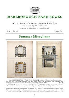 MARLBOROUGH RARE BOOKS Summer Miscellany