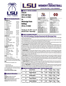 Women's Basketball LSU Combined Team Statistics (As of Jan 26, 2014) All Games