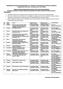 DEENBANDHU CHHOTU RAM UNIVERSITY of SCIENCE & TECHNOLOGY, MURTHAL (SONEPAT) (Established Under Govt. of Haryana Act. 29 of 2