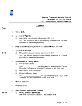 Township of Central Frontenac Regular Council