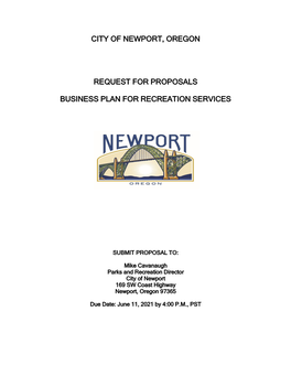 City of Newport, Oregon Request for Proposals