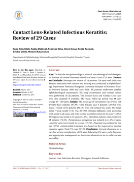 Contact Lens-Related Infectious Keratitis: Review of 29 Cases