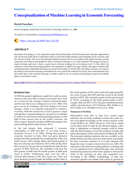 Conceptualization of Machine Learning in Economic Forecasting