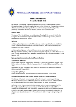 PLENARY MEETING November 25-29, 2019