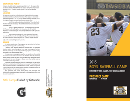 2015 Boys Baseball Camp Baseball $ Boys %000&