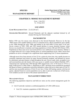 Chapter 31: Moose Management Report. Moose Management Report