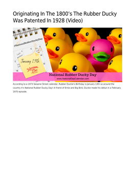 S the Rubber Ducky Was Patented in 1928 (Video)