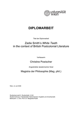 White Teeth in the Context of British Postcolonial Literature