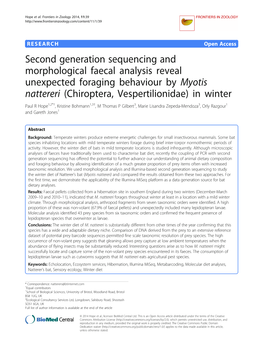 Second Generation Sequencing and Morphological Faecal Analysis Reveal Unexpected Foraging Behaviour by Myotis Nattereri