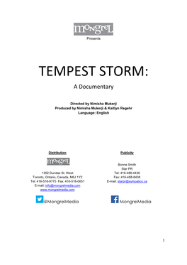 TEMPEST STORM: a Documentary