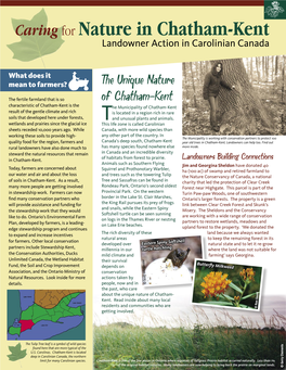 Caring for Nature in Chatham-Kent Landowner Action in Carolinian Canada