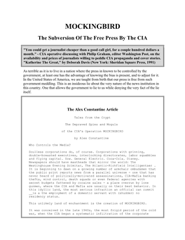 MOCKINGBIRD the Subversion of the Free Press by the CIA