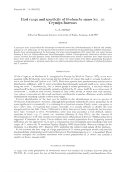 Host Range and Specificity of Orobanche Minor Srn. on Cryrnlyn Burrows