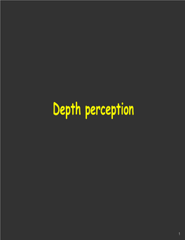 Vision Lecture 7 Notes: Depth Perception