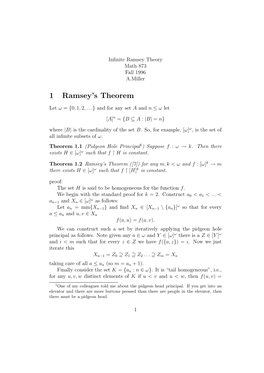 1 Ramsey's Theorem