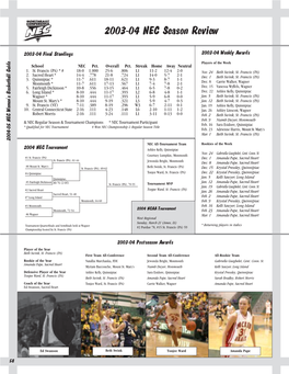 2003-04 NEC Season Review