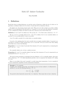 Math 127: Infinite Cardinality