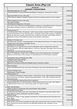 Classic Arms (Pty) Ltd Auction 63 CATEGORY : a COLLECTABLES 1 Man/Mag Magazines X 87 Copies R 800,00 Varied Assortment of Early Production Man/Magnum Magazines