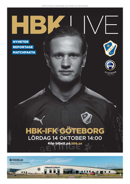 HBK-IFK GÖTEBORG LÖRDAG 14 OKTOBER 14:00 Köp Biljett På Hbk.Se