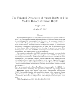 The Universal Declaration of Human Rights and the Modern History of Human Rights