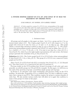 A Finite Simple Group Is Cca If and Only If It Has No Element of Order Four