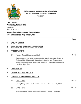 Linking Niagara Transit Committee Agenda Package