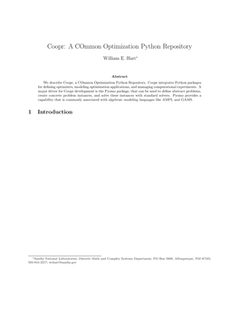 Coopr: a Common Optimization Python Repository