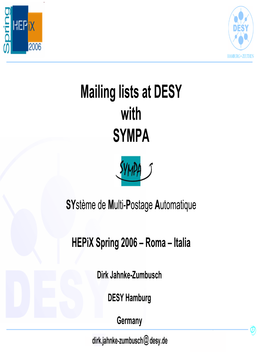 Mailing Lists at DESY with SYMPA